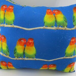 14" Blue LoveBirds Pillow.